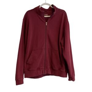 LL Bean Burgundy Maroon Full Zip Cotton Poly Outdoors Classic Jacket Size Large